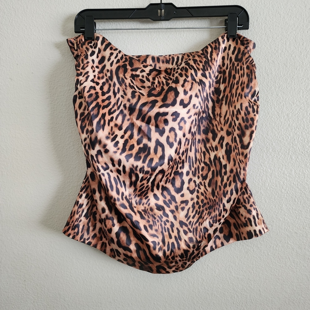 Lovers and Friends Taylor Leopard Print Satin Mini Skirt XL Revolve Sexy - Picture 5 of 6